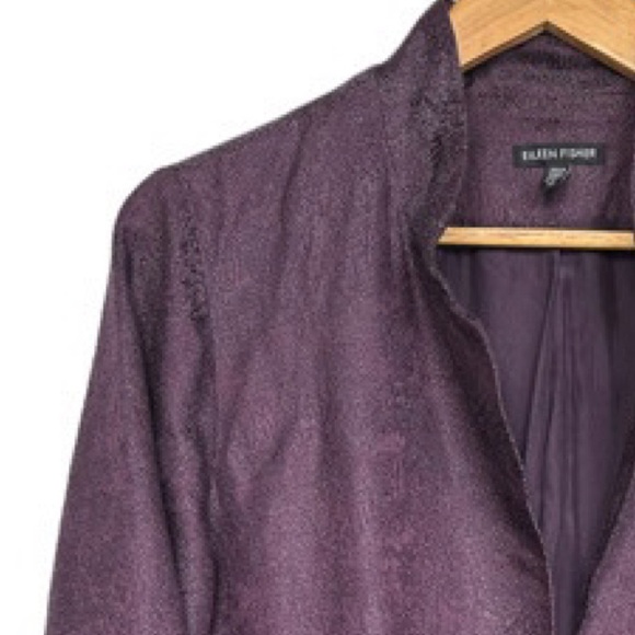 Eileen Fisher Gypsum Jacquard Long Stand Collar Jacket - Picture 4 of 11